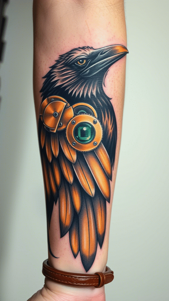 12. Mechanical Crow with Steampunk Elements