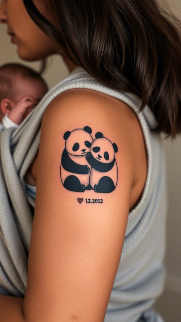 10. Panda Family and Relationship Tattoos