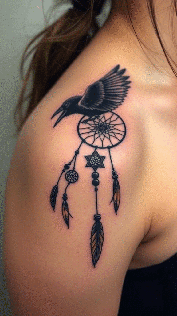 16. Crow with Dreamcatcher Wings