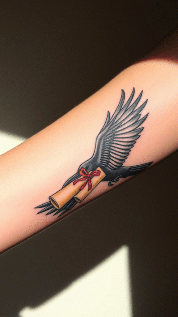 13. Crow Carrying Messages or Letters
