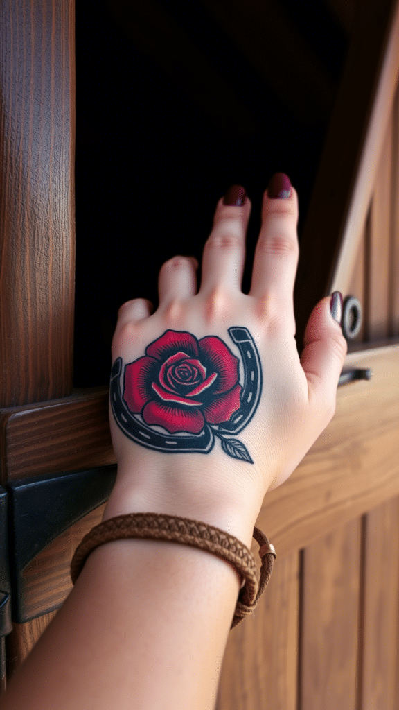 17. Horseshoe and Rose Combination