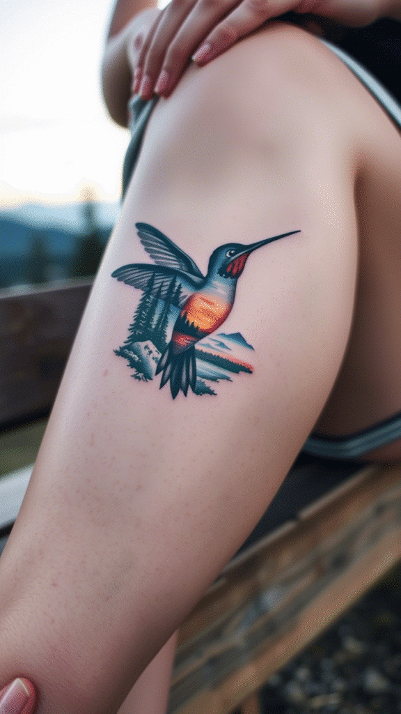 14. Double Exposure Hummingbird Landscape