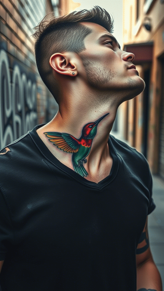 10. Neo-Traditional Hummingbird with Bold Outlines