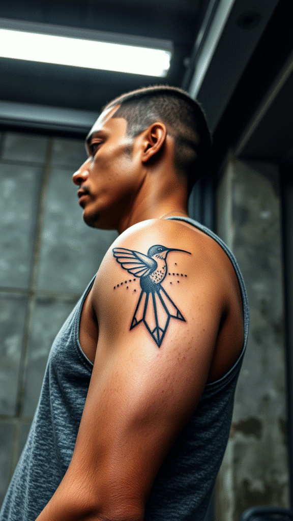 2. Geometric Hummingbird Design
