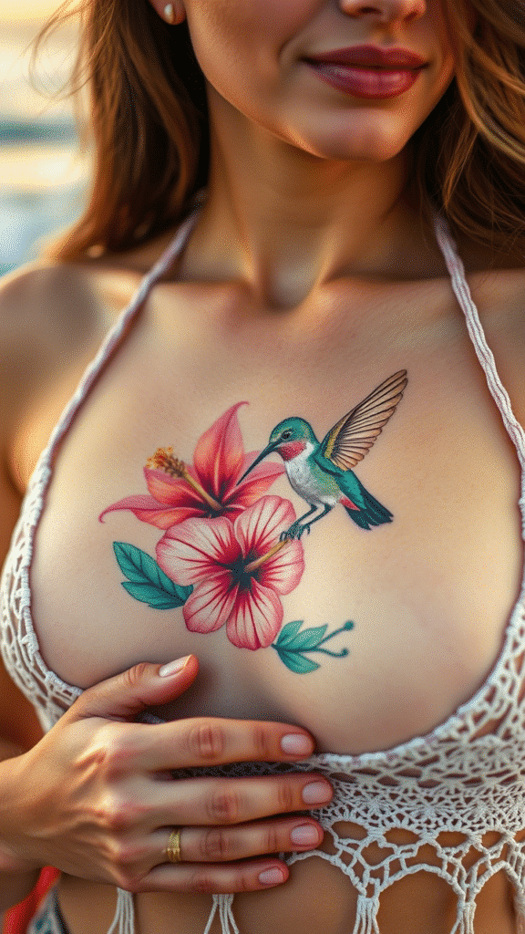 3. Hummingbird and Flower Combination