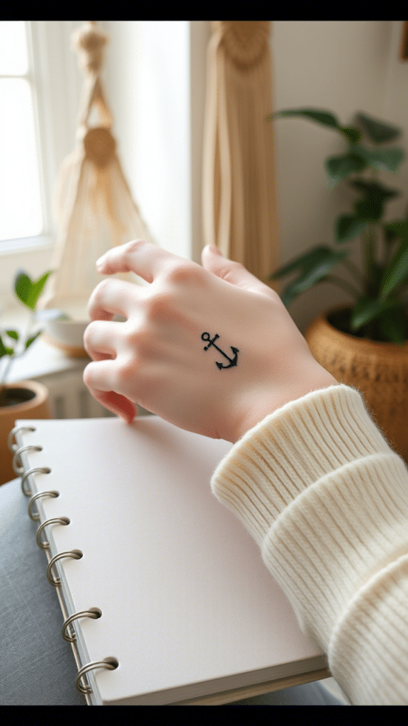 2. Minimalist Line Art Anchor
