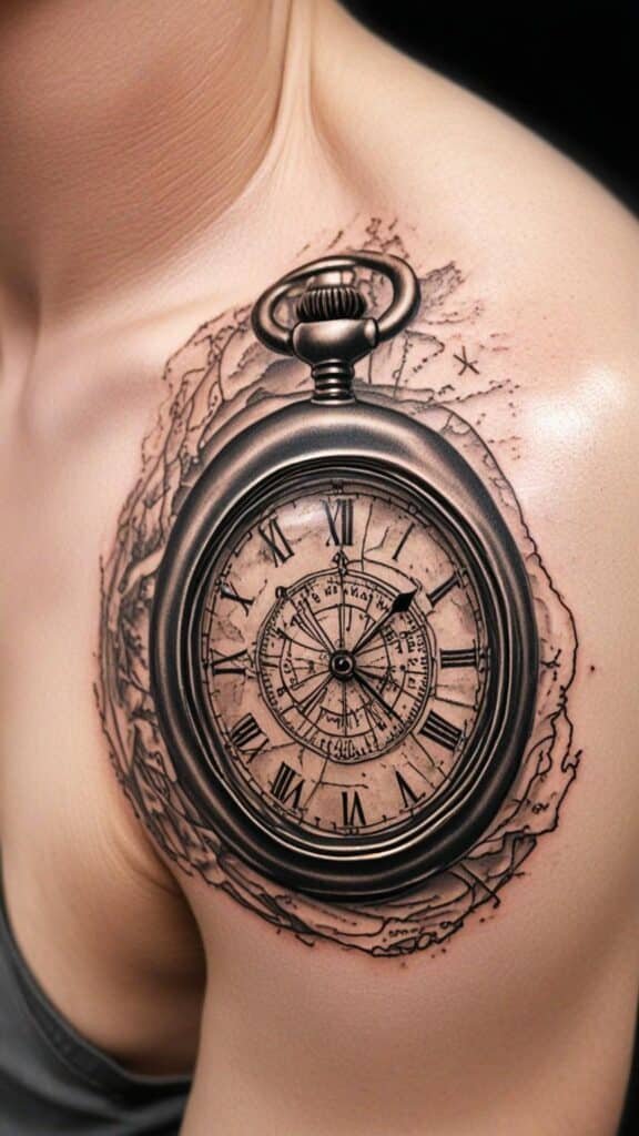 16. Pocket Watch with Map Face