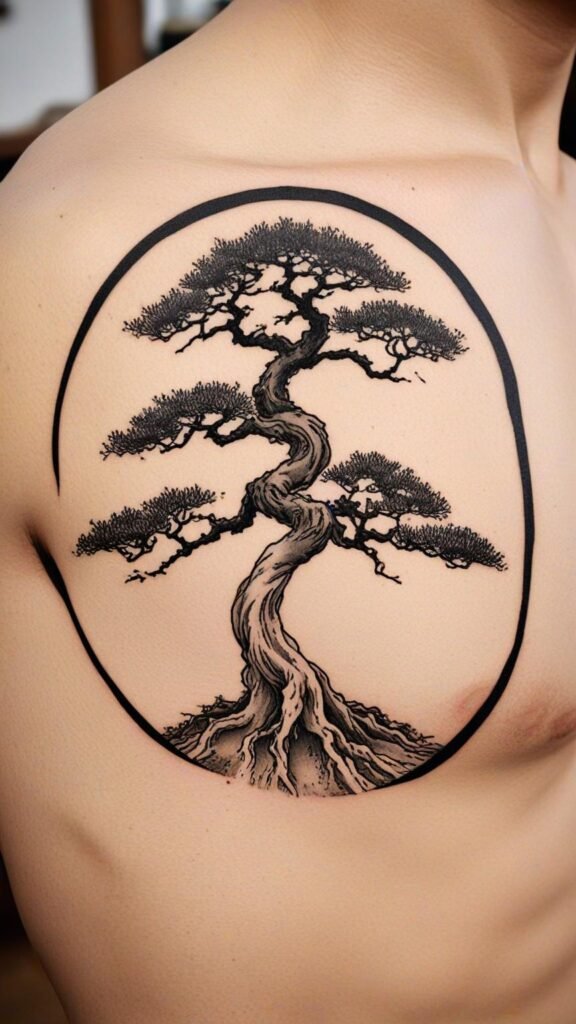 5. Bonsai in Circular Frame