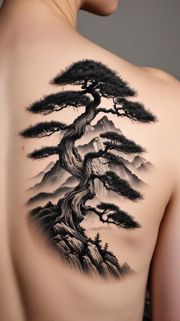 6. Bonsai with Mountain Landscape
