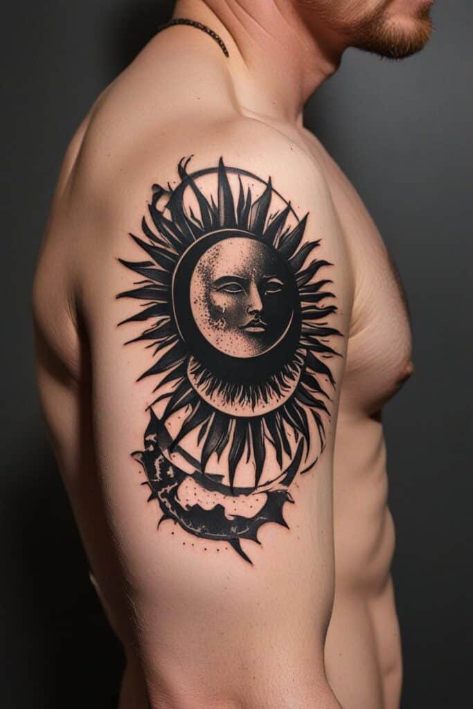 9. Blackwork Eclipse Sun
