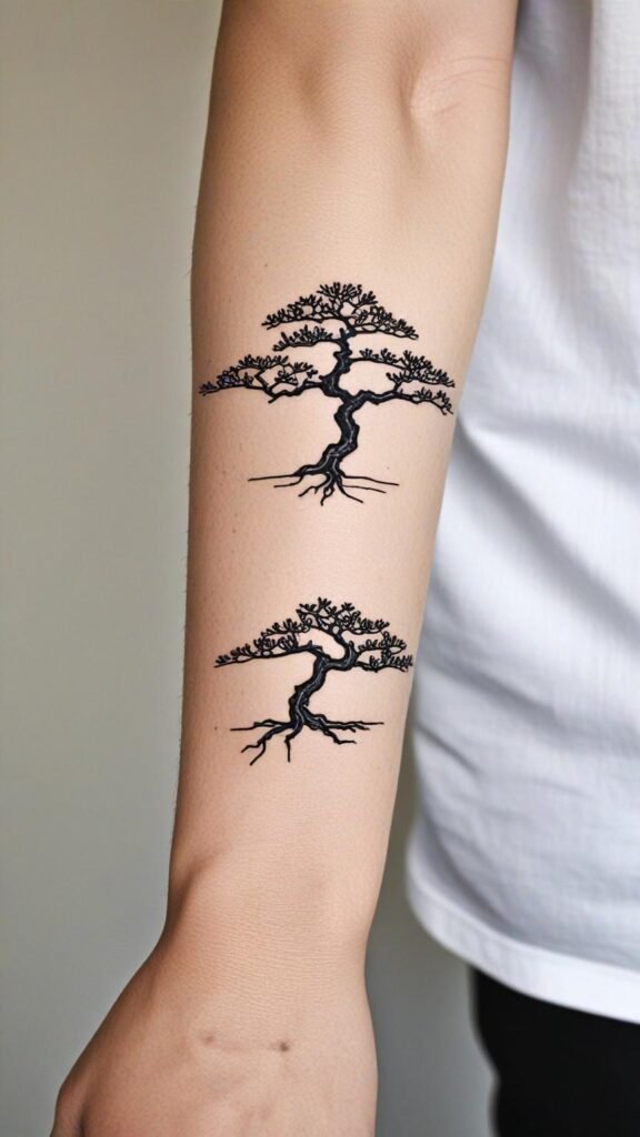 10. Minimalist Bonsai Outlines