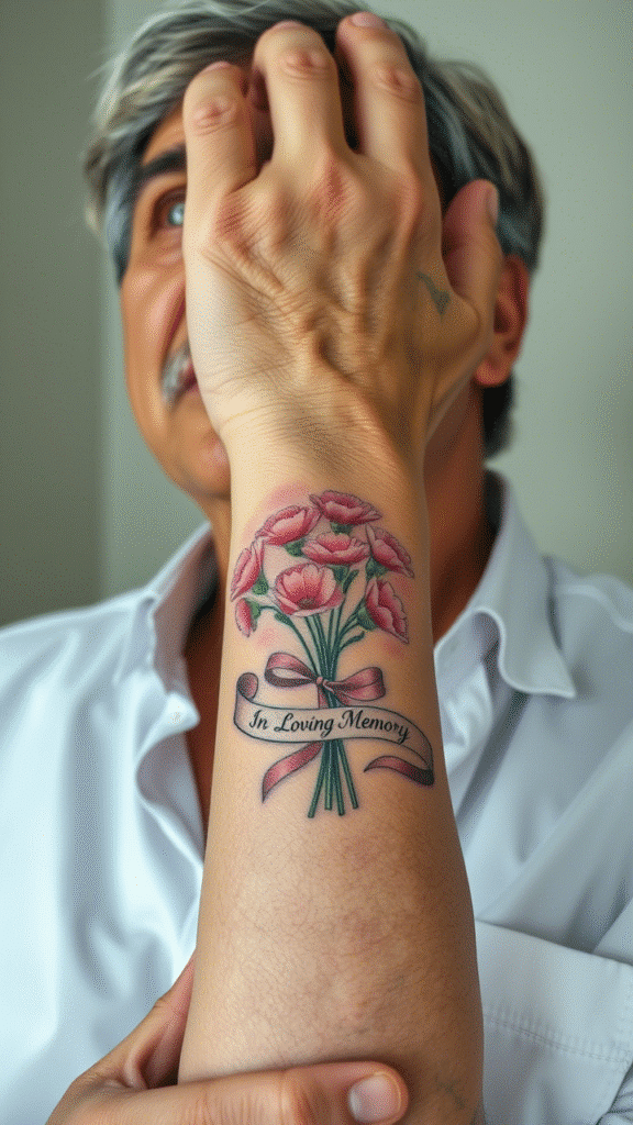 2. Pink Carnation Bouquet Memorial Piece