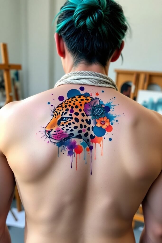 Watercolor Leopard Tattoos: Painting Wild Beauty